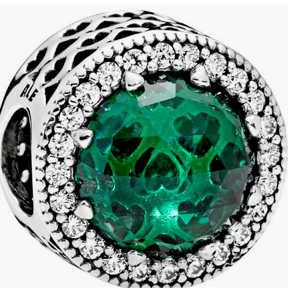 PANDORA Sparkling Sea Green Crystal and Cubic Zirconia Charm in Sterling Silver
